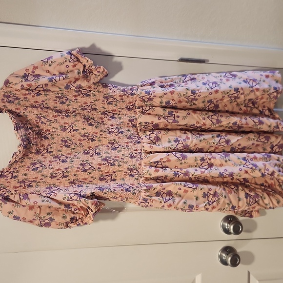 NWOT Her Universe Harry Potter Deathly Hallows Floral Allover Print Smock Dress - Picture 6 of 8